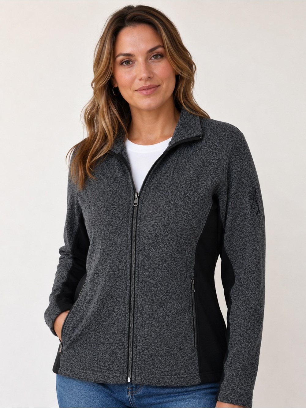 Browning Sweater Knit Full Zip Layering Jacket Gorpcore Heathered Gray Black L